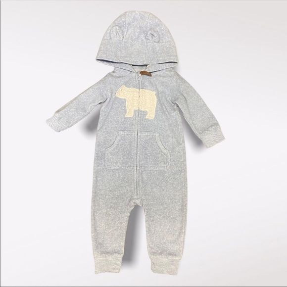 GEORGE | 3/$15 Baby Boy Polarbear Sleeper With Hood - Picture 1 of 5